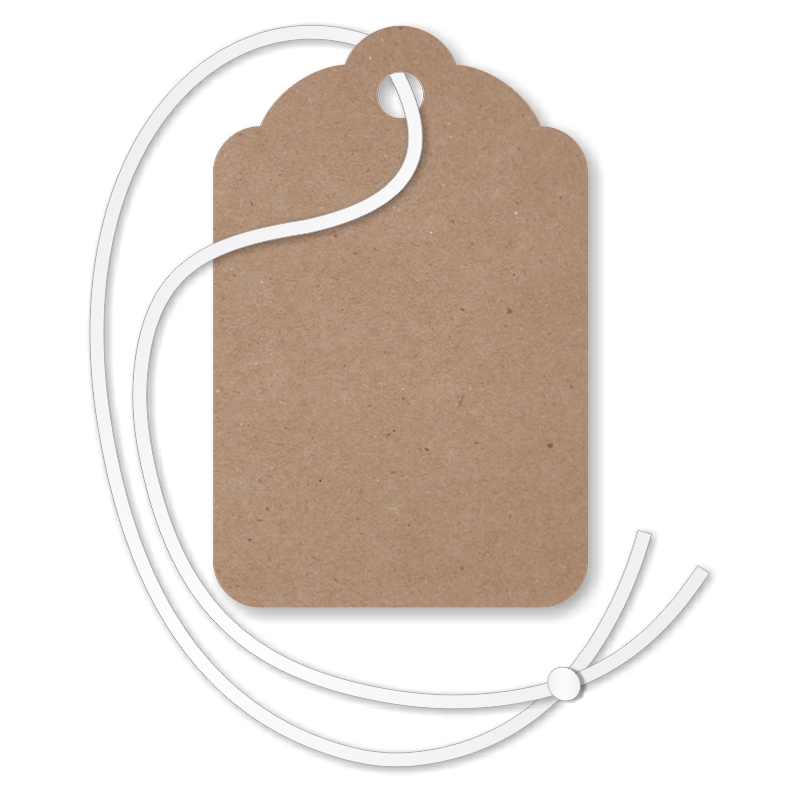 1-7/8 White Paper Crown String Product Pricing Tags (Package of